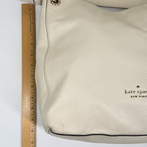 Kate Spade Kat Shoulder Bag Off White Pebbled Leather Slouchy Hobo - Picture 13 of 14